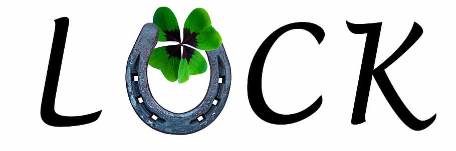 luck illustration, symbol, lucky charm, four leaf clover, horseshoe