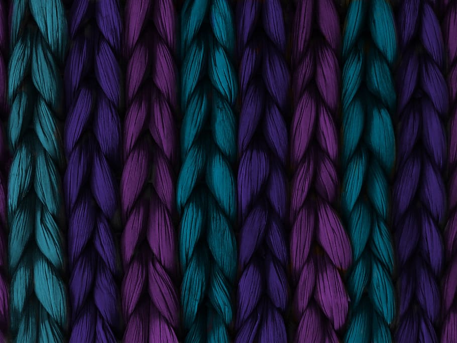 teal, violet and purple braided textiles, background, weave HD wallpaper