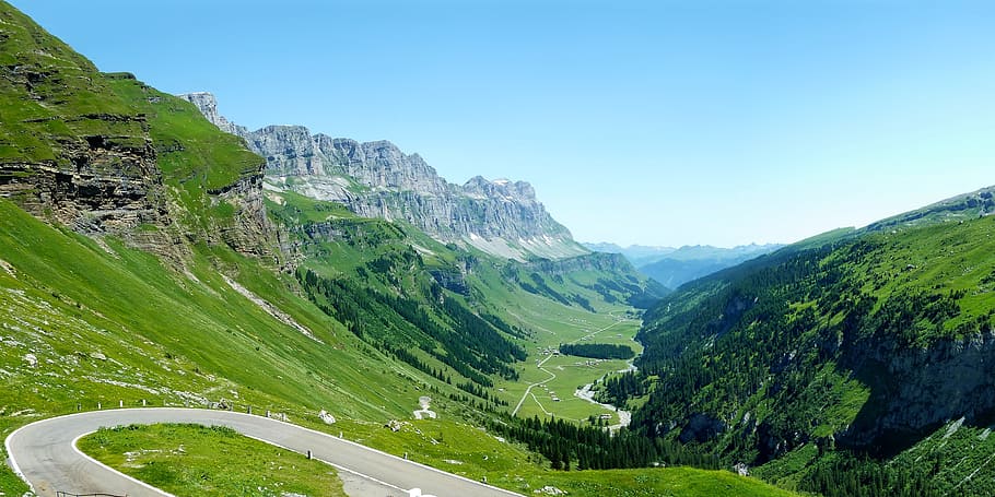 landscape photography of mountain, Switzerland, Klausen Pass, HD wallpaper