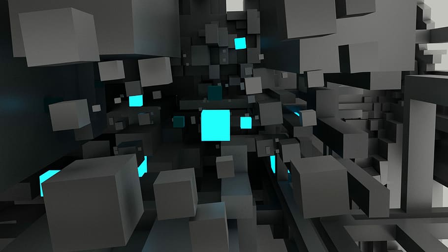 cube, technology, fantasy, 3d art, geometric shape, design HD wallpaper