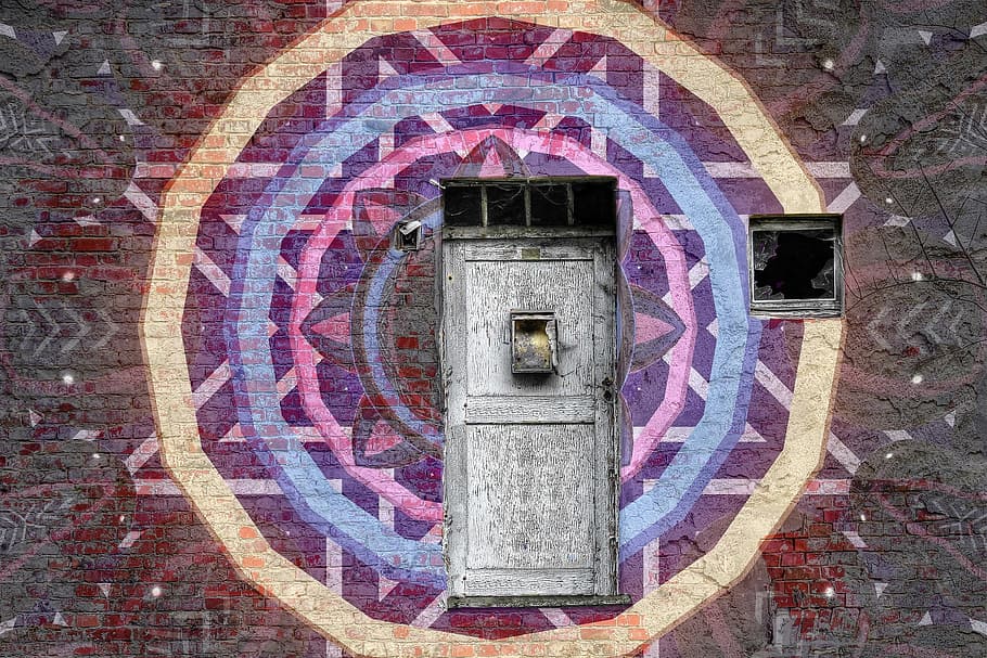 mandala, chakra, brick, wall, door, vintage, meditation, yoga HD wallpaper