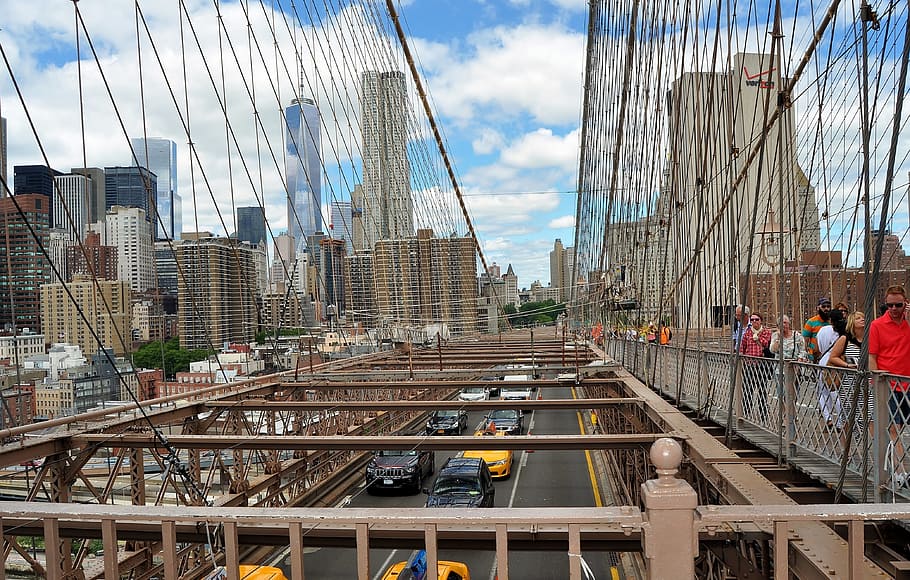 Bridge, Sun, Manhattan, Brooklyn, new york, architecture, downtown HD wallpaper