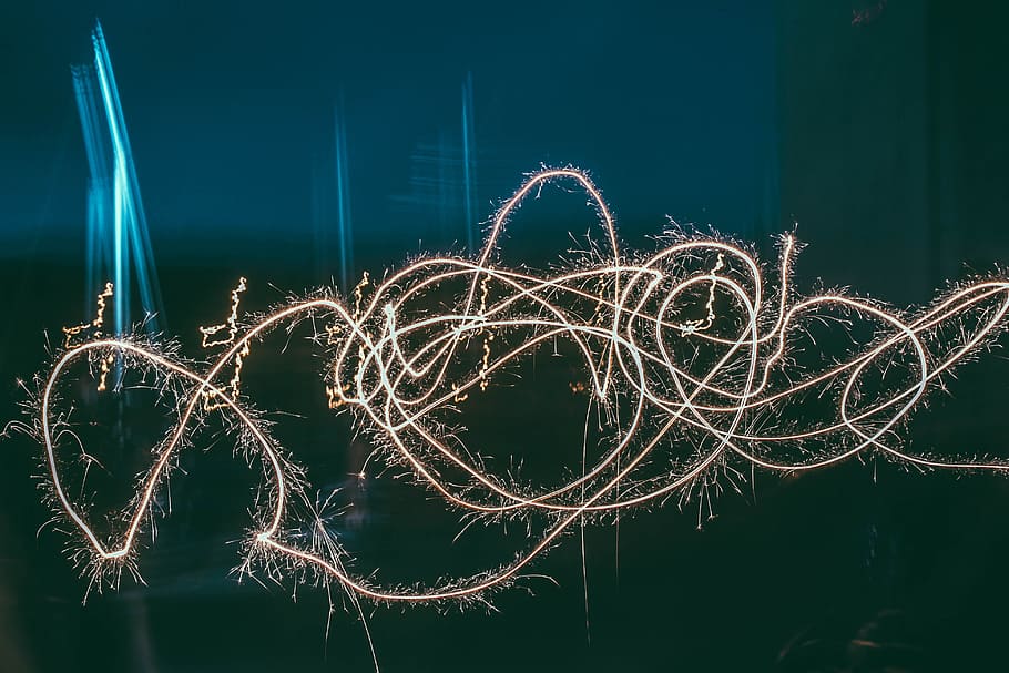 white string on black background, Playing with lights., light trail HD wallpaper
