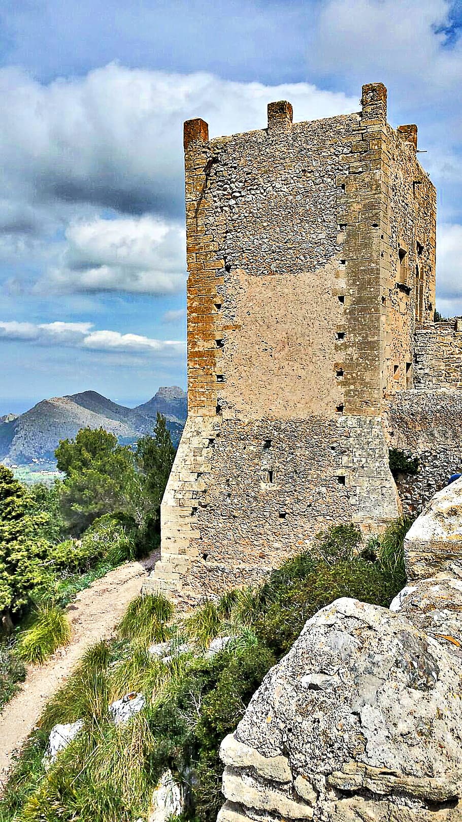 Mallorca, Santuari Del Puig De Maria, tower, mountain, rise, fort, HD wallpaper