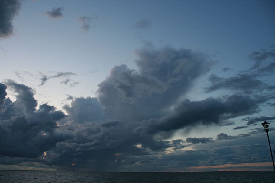clouds, sky, blue, baltic sea, cloud - sky, water, beauty in nature HD wallpaper