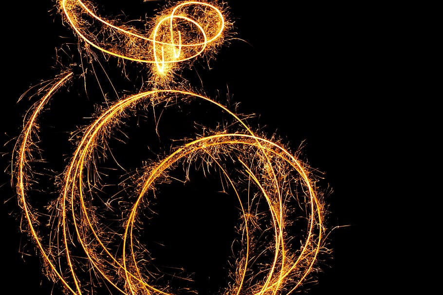 yellow sparkling light digital wallpaper, sparkler, radio, shower of sparks, HD wallpaper