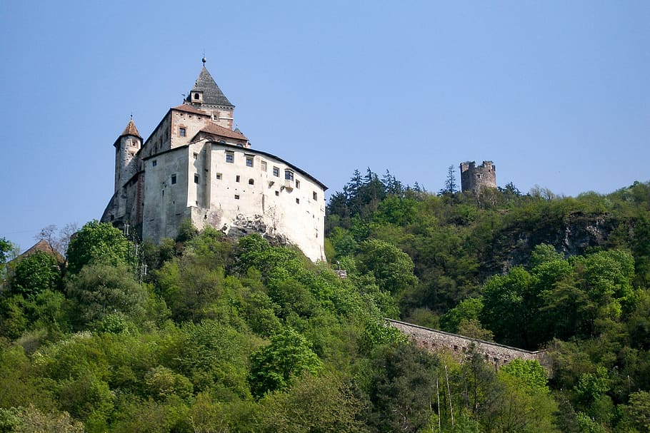 castle, summer, forest, architecture, sky, building, green HD wallpaper