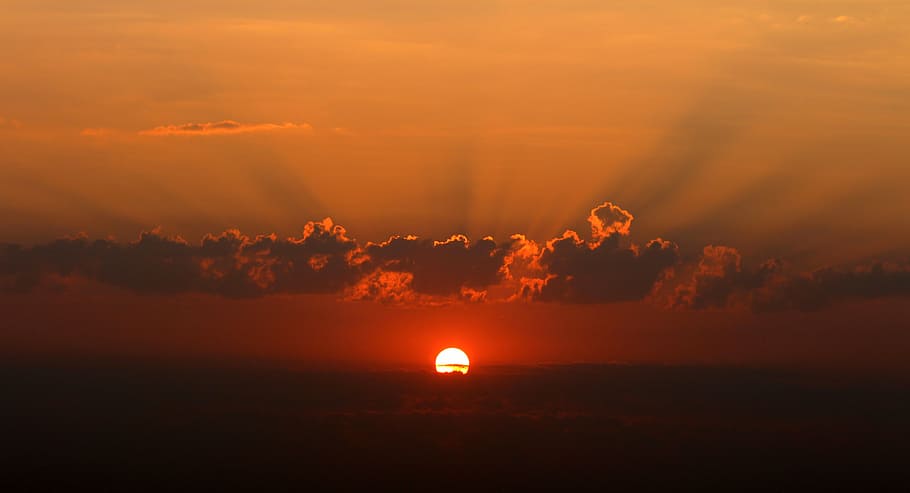 sunset scenery, sunrise, cloud, twilight, red, nice, outdoors HD wallpaper