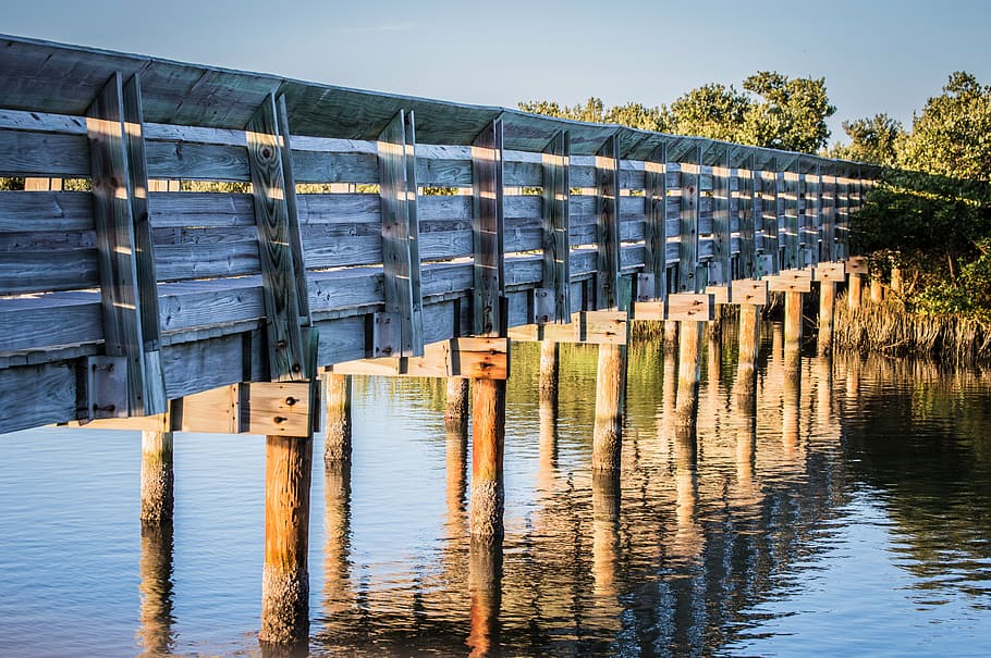 bridge, bay, island, water, built structure, wood - material HD wallpaper