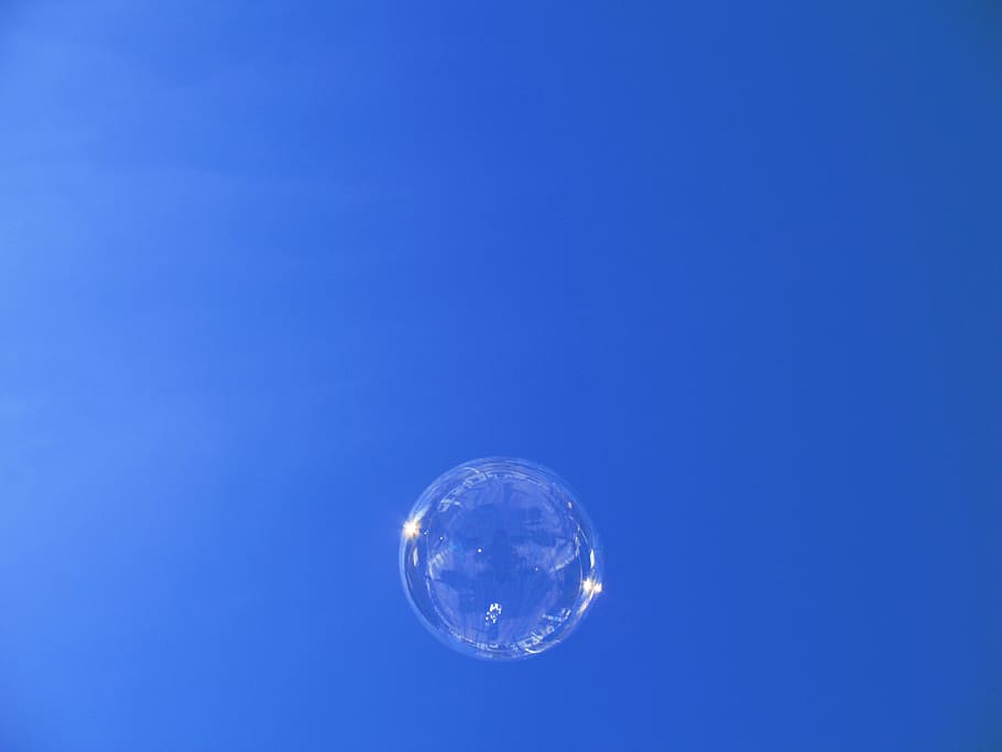 bubble, sky, blue, no people, copy space, nature, transparent HD wallpaper