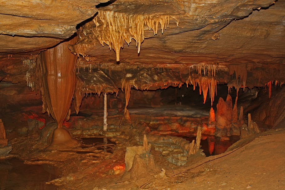 person taking photo of cave, cavern, tennessee, forbidden caverns, HD wallpaper