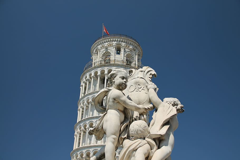 white and gray concrete statue under blue sky at daytime, tower HD wallpaper