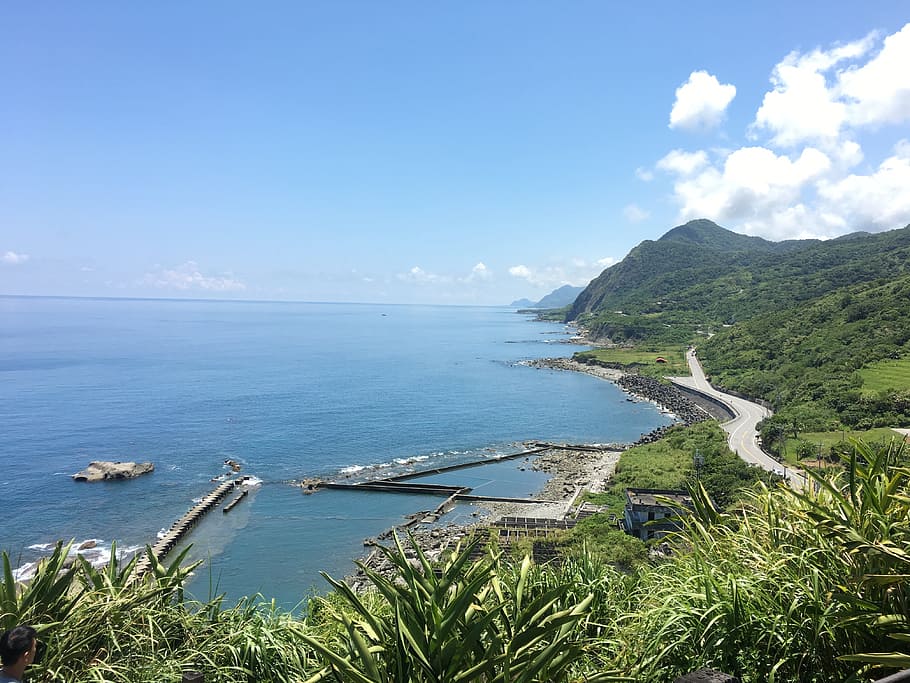 mountain, hualien, sea, water, sky, beauty in nature, scenics - nature, HD wallpaper