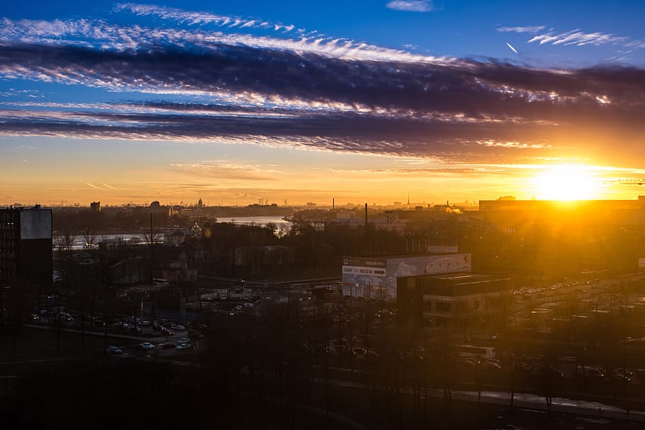 Sunset, Clouds, Panorama, Horizon, sky, no people, architecture HD wallpaper