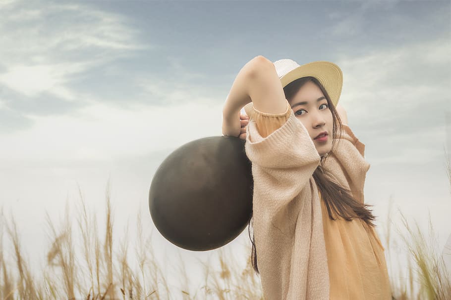 portrait, fresh, reed, clothing, hat, one person, cloud - sky HD wallpaper