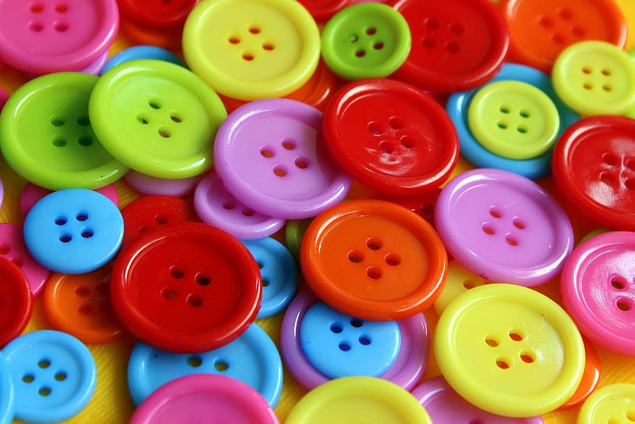 close-up photo of assorted-color cloth button lot, buttons, colorful, HD wallpaper