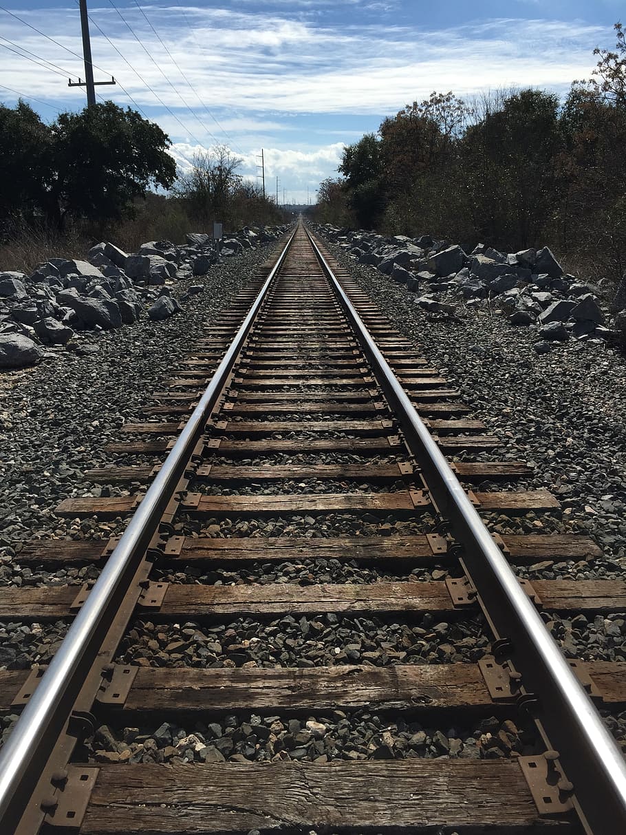 perspective, tracks, train tracks, transportation, road, direction HD wallpaper