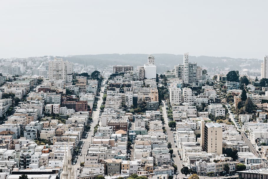 aerial photography of city buildings, aerial photo of buildings during daytime HD wallpaper