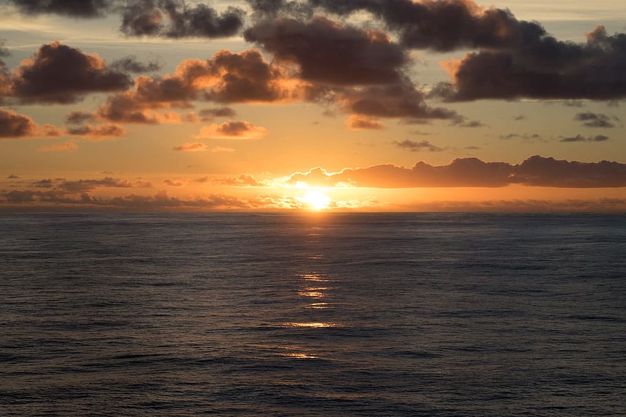 Sunset, Sea, Ocean, nature, freedom, tranquility, sky, water HD wallpaper