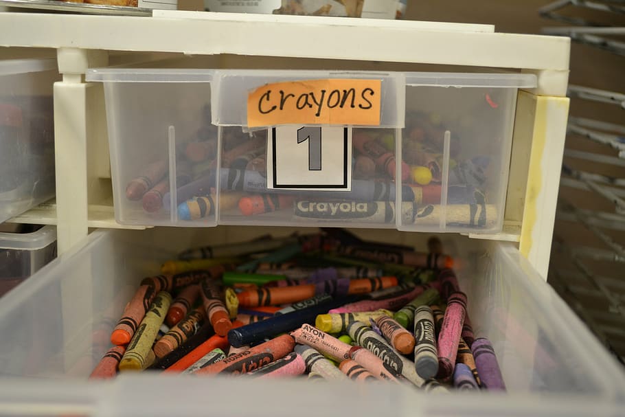 crayons, drawer, children, drawing, stationery, color, assortment HD wallpaper