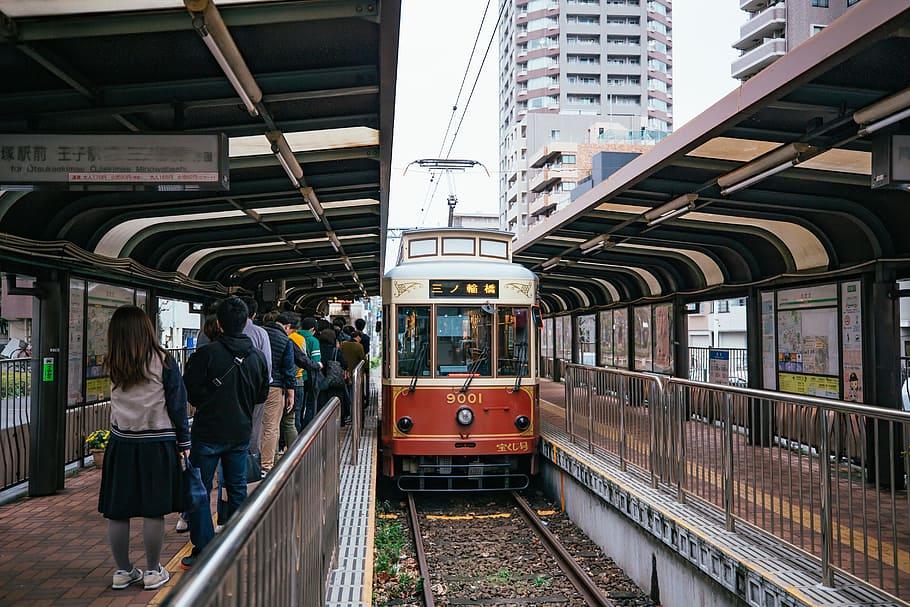 Light Rail, Tram, Japan, train, railroad Track, railroad Station Platform HD wallpaper