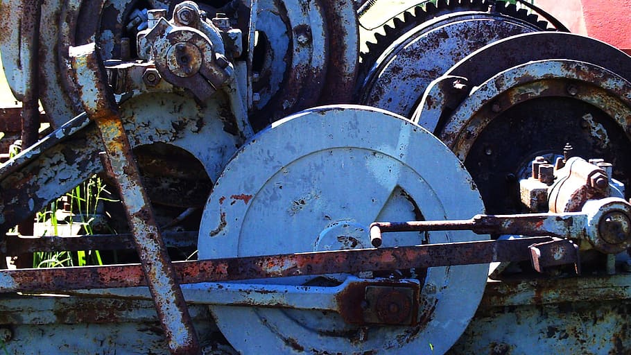 close-up photo of brown metal tool part, Gears, Machine, Old HD wallpaper