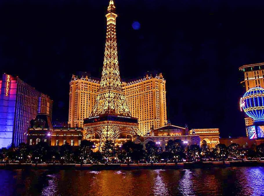 Las Vegas Strip photo during night time, monument, paris, casino, HD wallpaper