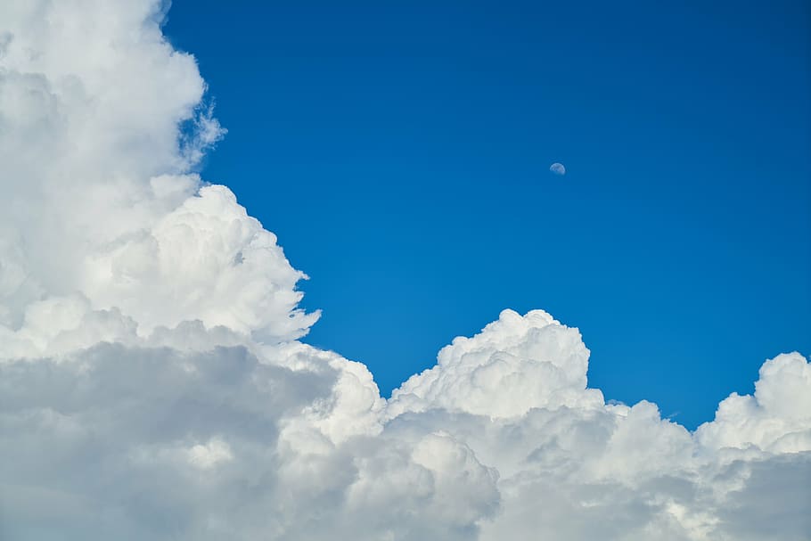 white clous, sky, clouds, blue, weather, air, space, image HD wallpaper