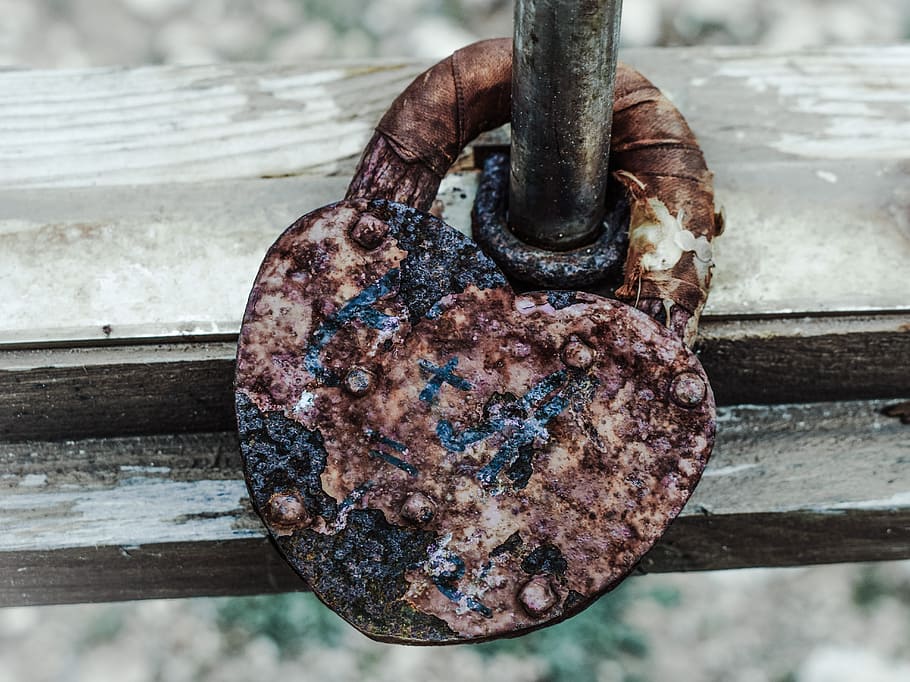 Love, Heart, Padlock, Decay, Rust, rusty, lover's bridge, ayia napa HD wallpaper