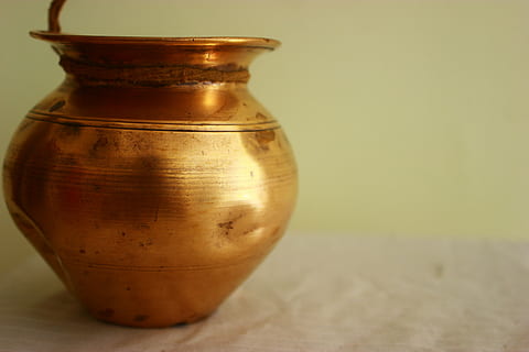 copper, pot, vessel, antique, old, round, vase, indoors, single object HD wallpaper