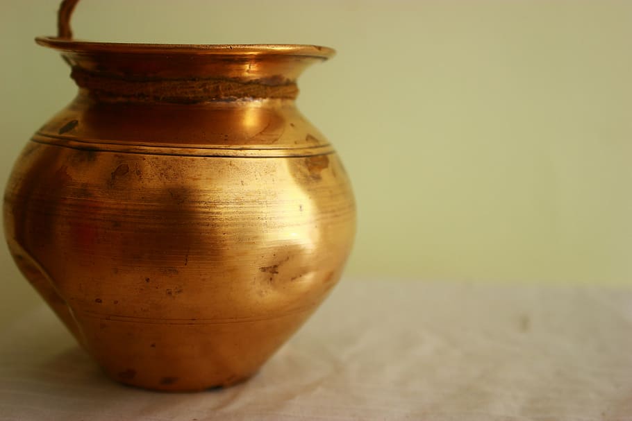 copper, pot, vessel, antique, old, round, vase, indoors, single object HD wallpaper