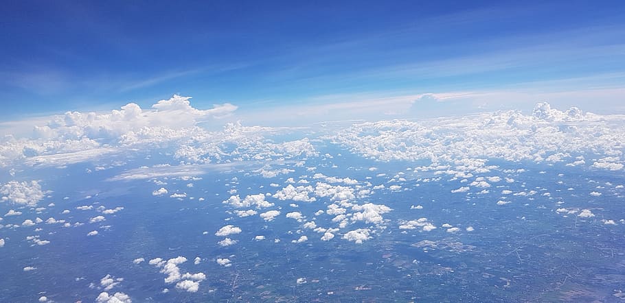 sky, cloud, horizon, bright, heaven, cloud - sky, blue, aerial view HD wallpaper