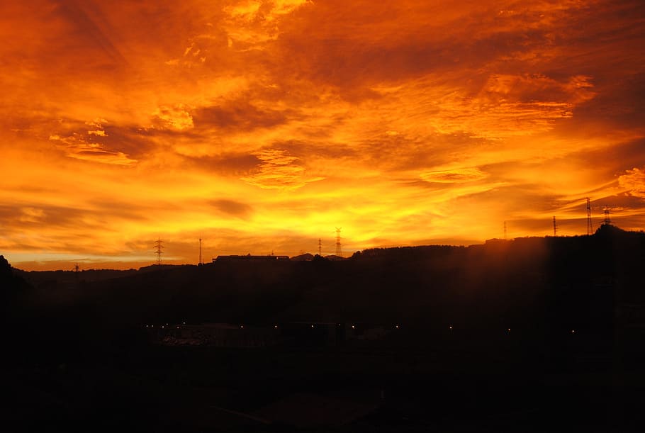 sunset, sky, red, heaven, dusk, nature, cloud - sky, orange color HD wallpaper