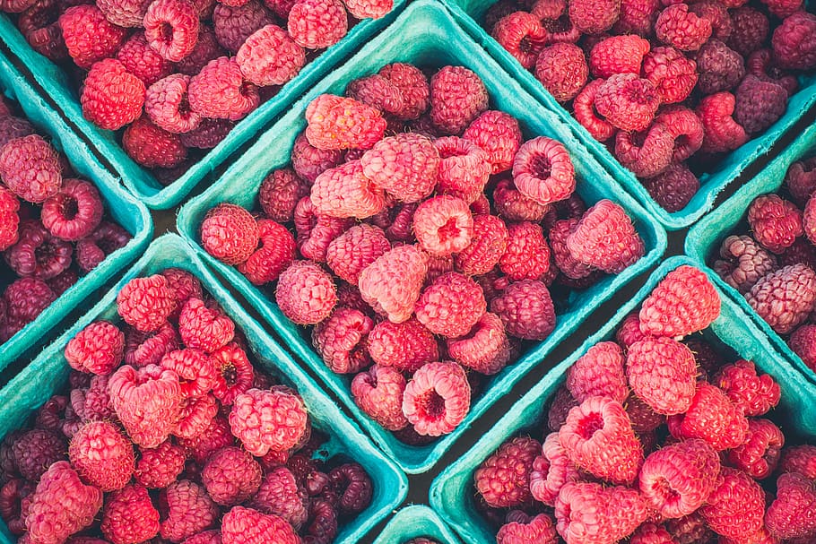 strawberries, raspberries in plastic bowl lot, berry, raspberry HD wallpaper