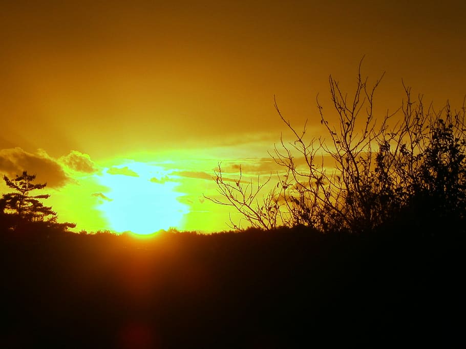 Sunset, Evening, Romantic, afterglow, evening sky, clouds, nature HD wallpaper