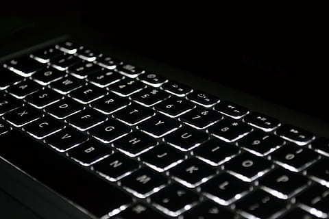 black laptop computer, keyboard, apple, macbook, pro, light HD wallpaper