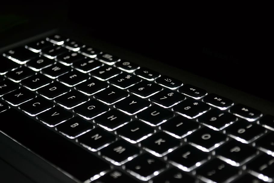 black laptop computer, keyboard, apple, macbook, pro, light HD wallpaper
