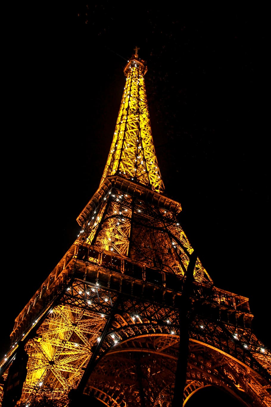Eiffel Tower, At Night, Paris, France, lighting, places of interest