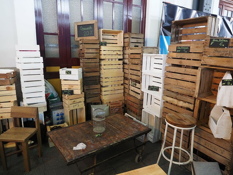 table, chair, sidewalk, box, wood, storage, wood - material HD wallpaper