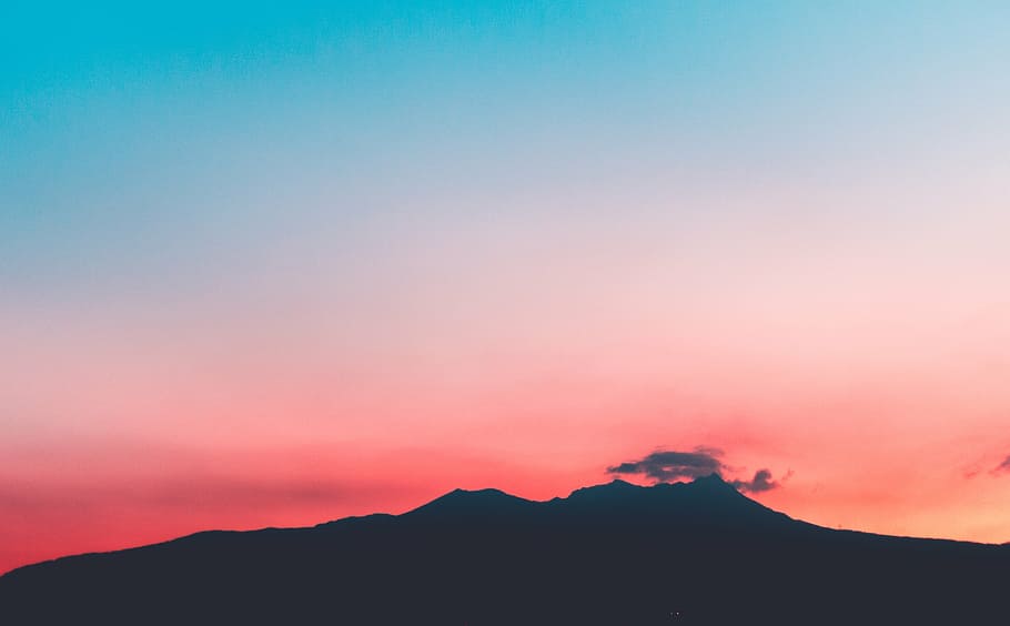 silhouette photography of mountain, highland, cloud, sky, summit HD wallpaper