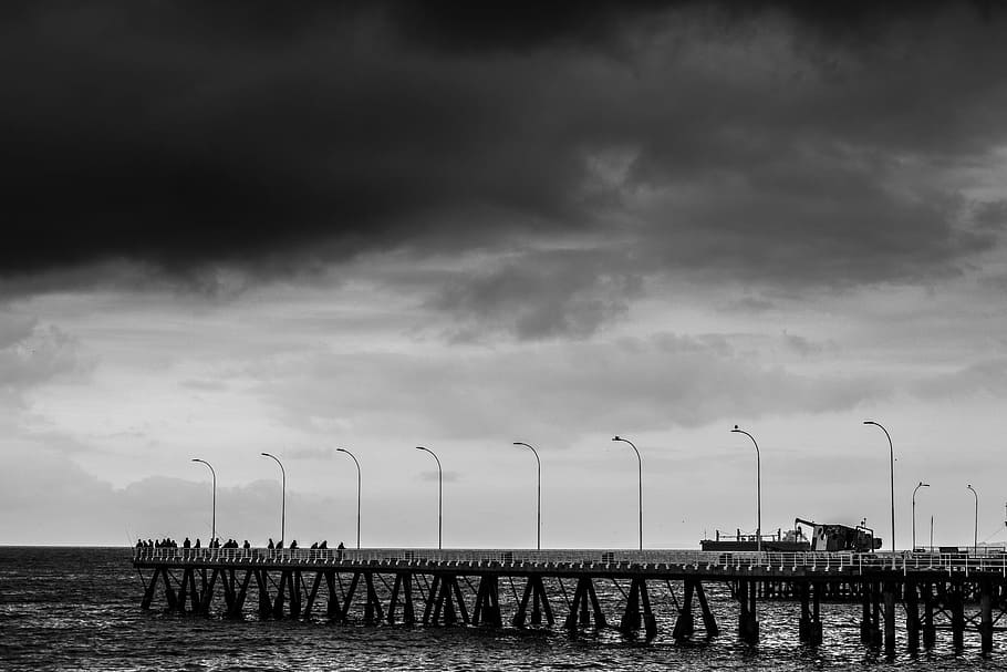 storm, grey, winter, sky, clouds, cold, rain, sea, atmosphere HD wallpaper
