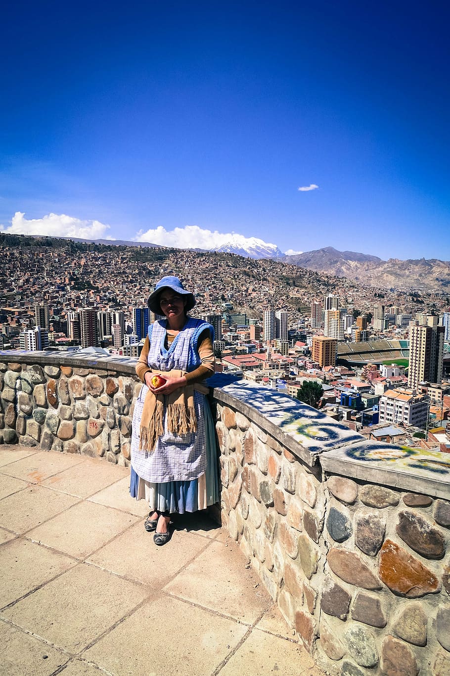 la paz, bolivia, woman, lady, buildings, city, mountains, architecture, HD wallpaper