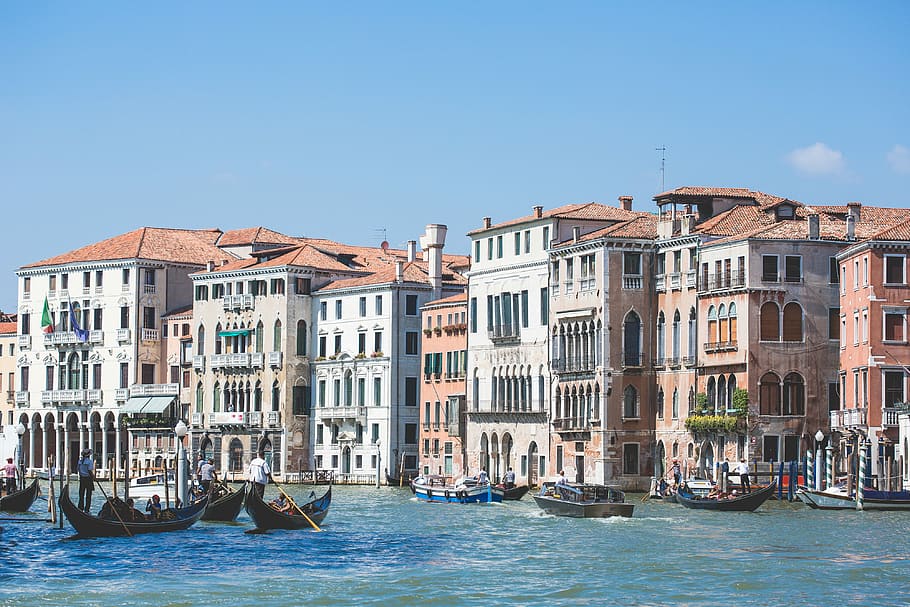 Venice Canal Grande Houses, architecture, boats, gondola, italy