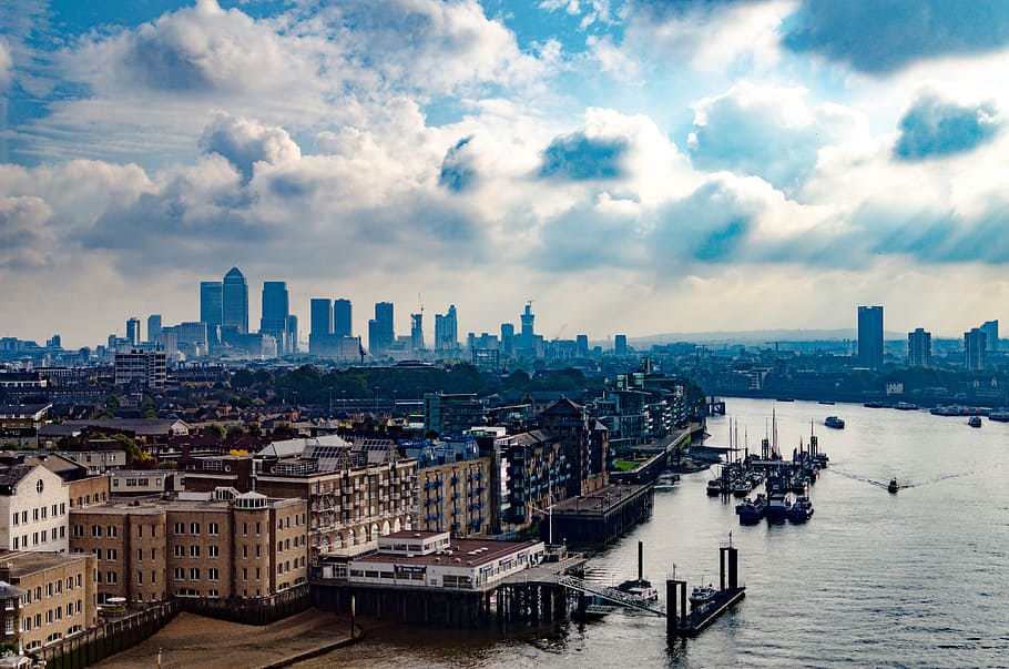 architecture, buildings, infrastructure, blue, sky, cloud, skyscraper HD wallpaper