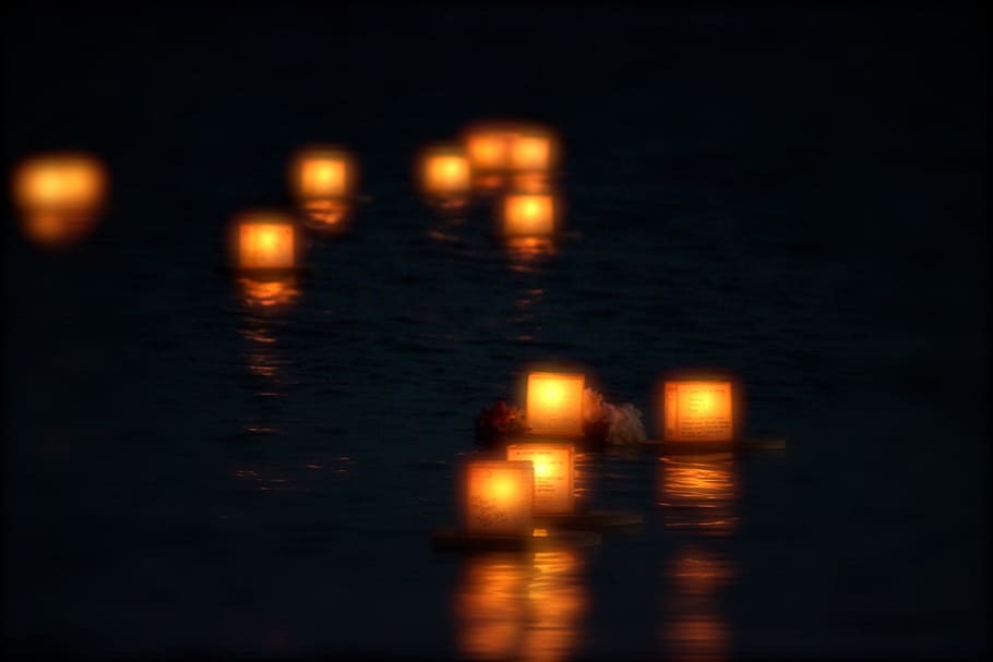 lantern, float, festival, light, fire, traditional, candle HD wallpaper