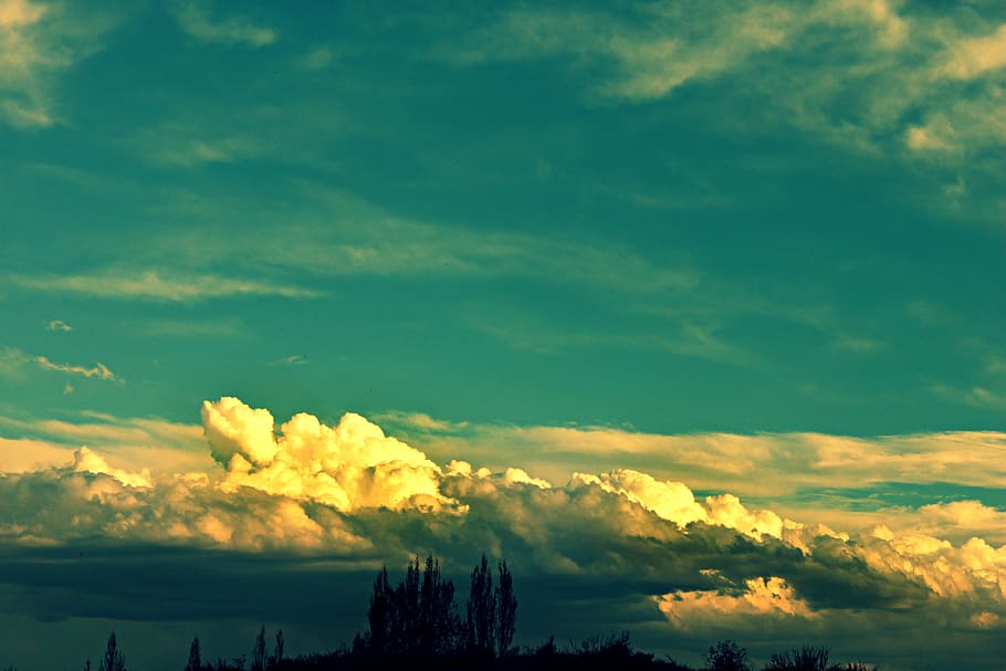 clouds, sky, landscape, blue, cloud - sky, beauty in nature HD wallpaper
