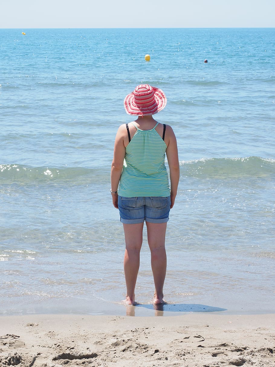 sea, beach, swim, woman, holiday, tourist information, water, HD wallpaper