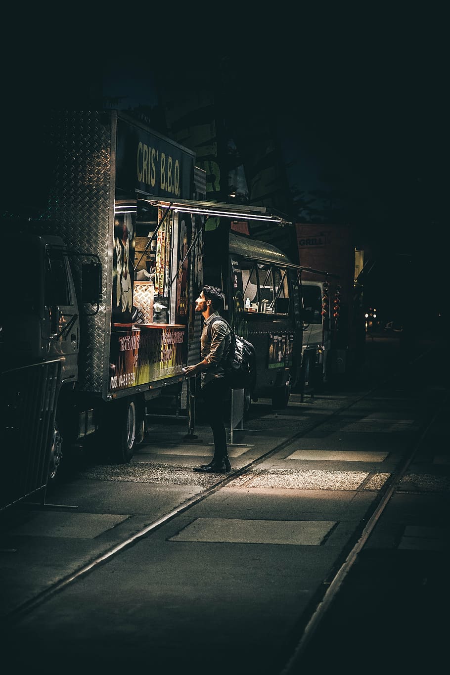 man standing in front of black food stall, people, vendor, store HD wallpaper