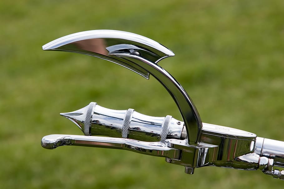 chrome, motorcycle, handlebar, gothic design, metal, shiny HD wallpaper