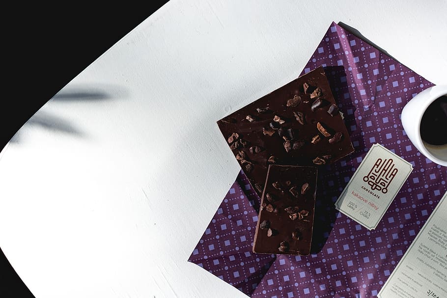 chocolate, bar, candy, wrapped, cocoa, dark, delicious, food HD wallpaper